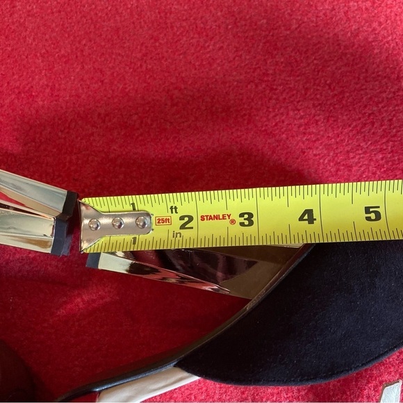 UNITED NUDE Sz 40 Rounded Toe Leather Suede Ankle Strap Golden Heel Shoes Heels - Picture 4 of 10